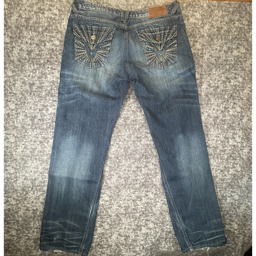 VIGOSS Men’s Straight Leg Jeans Dark Denim 38x34 5 Pocket Flat Front Pants Y2K